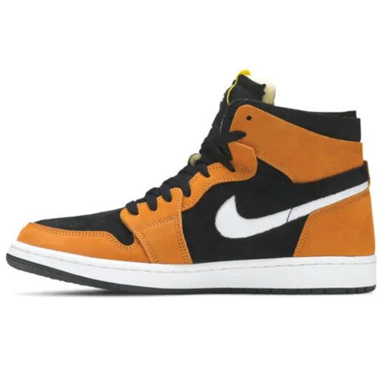 Air Jordan 1 High Zoom Comfort 'Rookie Of The Year' in golden suede with Zoom Air sole – available now at Trainers Factory