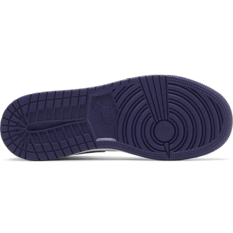 This is the lower side shoe of Air Jordan 1 Mid GS 'Sky J Purple'