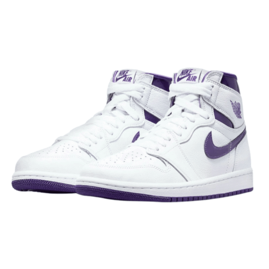 jordan 1 court purple , air jordan 1 , jordan ones , Air Jordan 1 Retro High OG , White & Court Purple , premium leather , Nike Swoosh , Air Jordan wings logo , high-top design cushioned midsole   rubber outsole , sneakerhead , Michael Jordan legacy  
